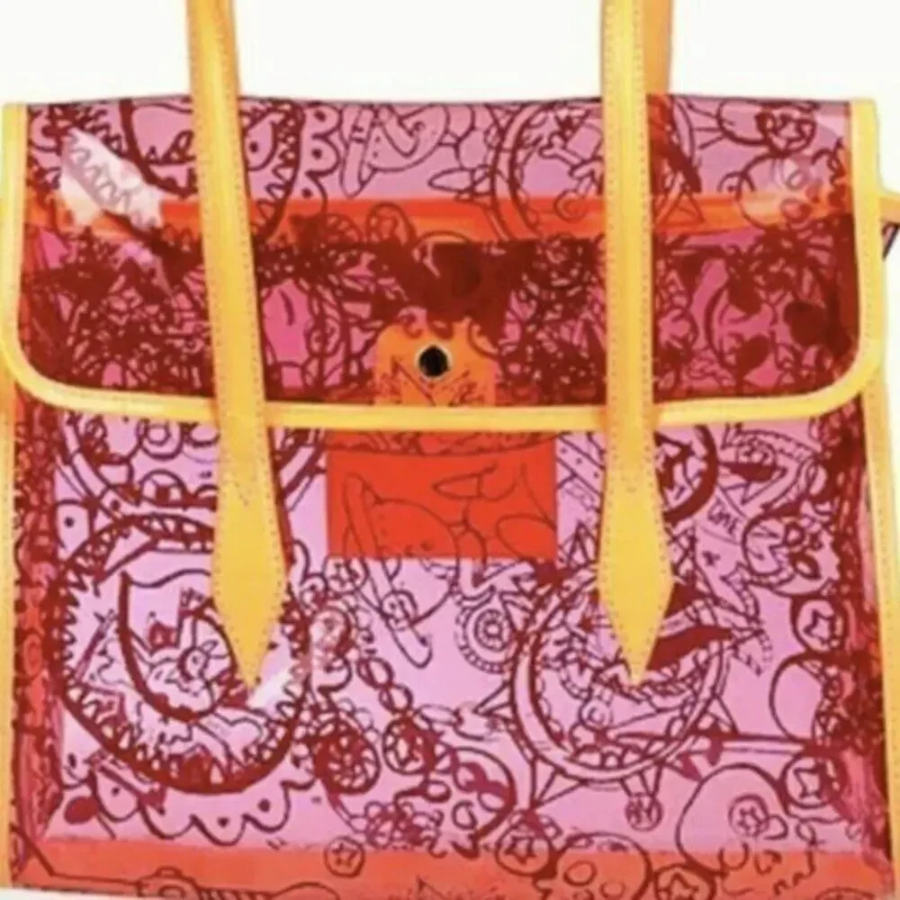 Clear Pink PVC Vivienne Westwood tote with Orange leather trim